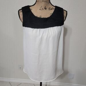 Loft black and white‎ dressy tank top size small
